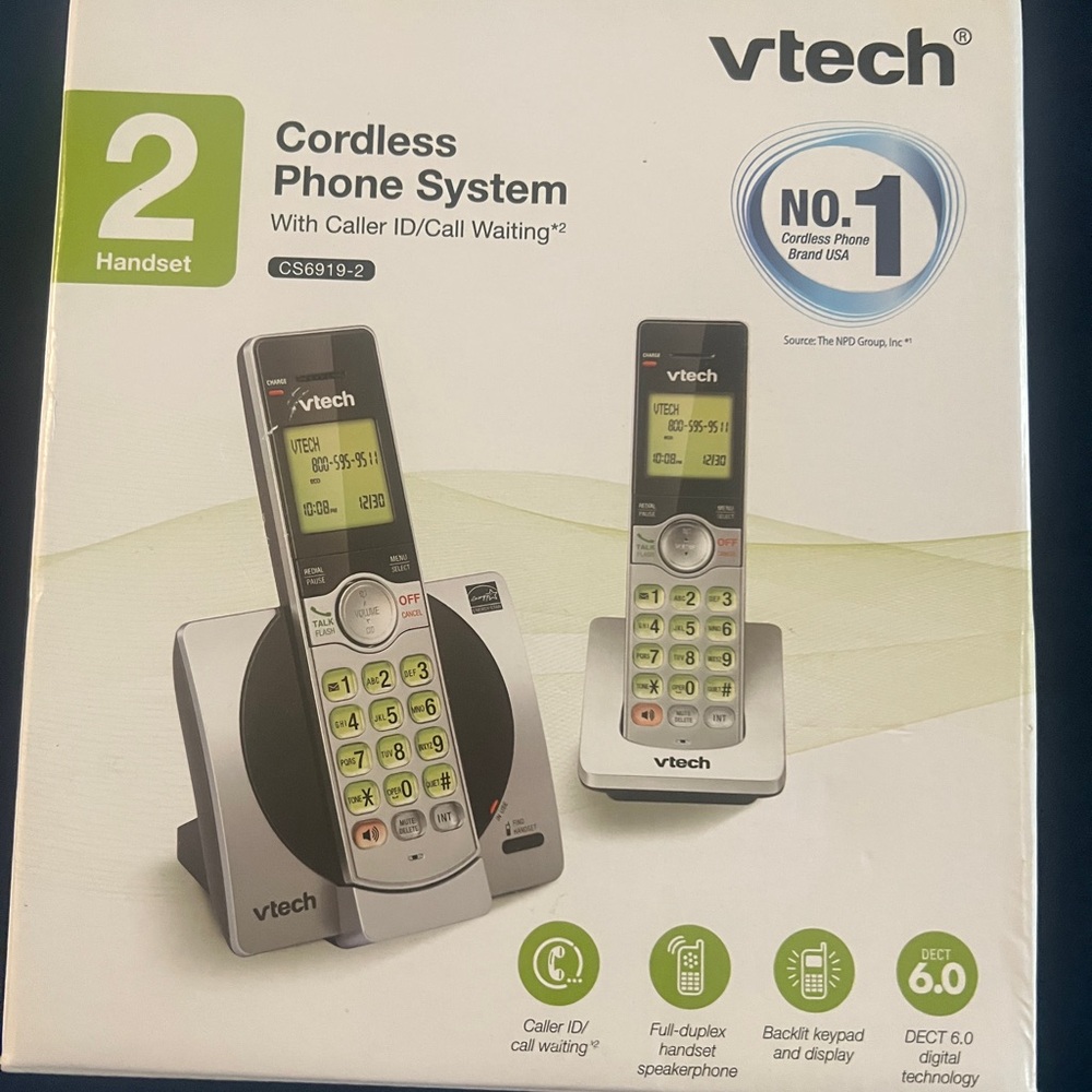 Cordless Phone System with Caller ID - Silver and Black